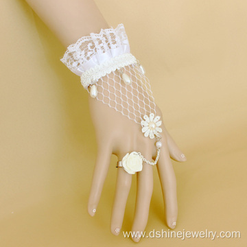 Bride Crochet Bangles With Pearl Pendant Daisy Flower Ring